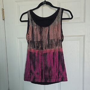 Striped Pink and Black Women's Tank Top